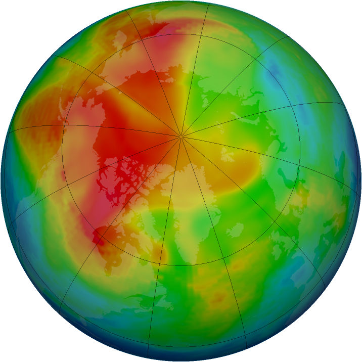 Arctic ozone map for 02 January 1994